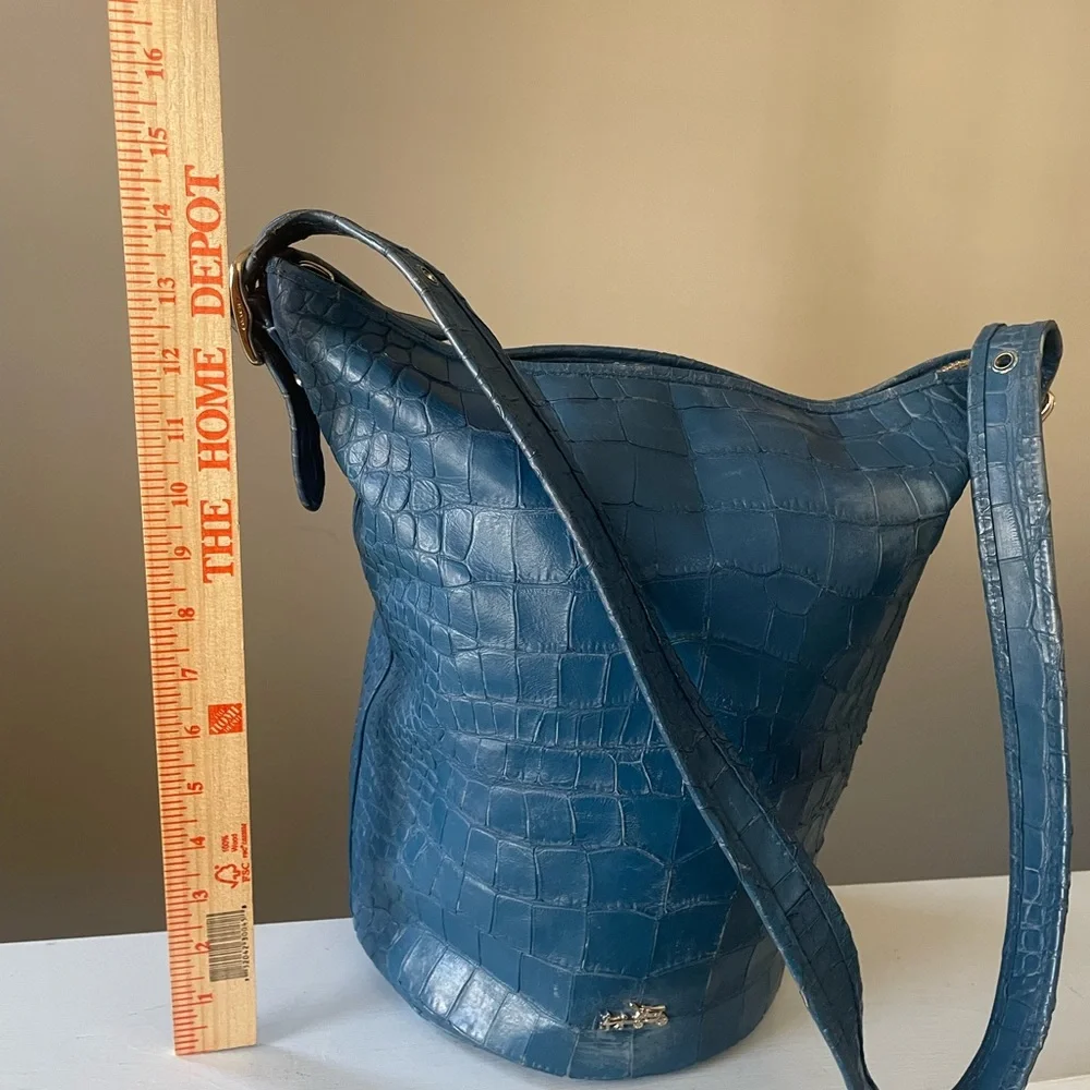 VINTAGE RARE COACH CROC EMBOSSED BUCKET LARGE BAG - Picture 11 of 12